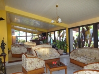 Panoramic lobby and lobby bar view