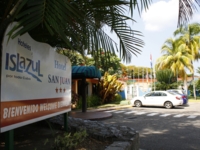 Panoramic hotel entrance view