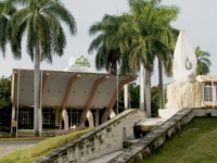 Panoramic hotel entrance view