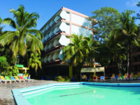 Panoramic hotel & pool view