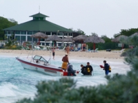 Scuba diving in open sea