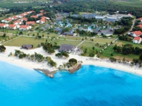 Panoramic aereal hotel & beach view