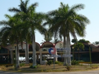 Panoramic hotel entrance view