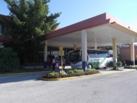 Panoramic hotel entrance view