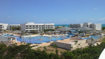 Panoramic hotel & pool view