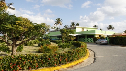 Panoramic hotel entrance view