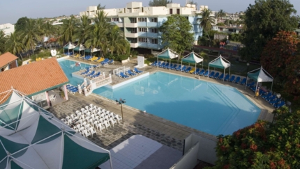 Panoramic hotel & pool view