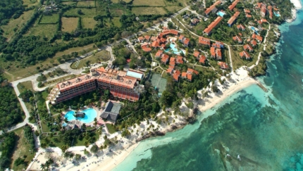 Panoramic aereal hotel & beach view