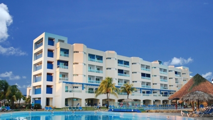 Panoramic hotel & pool view