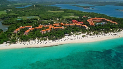 Panoramic aereal hotel & beach view