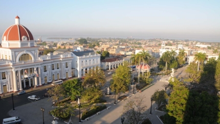 Cienfuegos city and José Martí central park panoramic view,