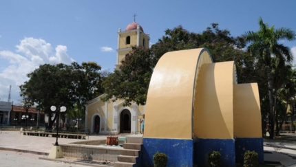 Cathedral of Guantánamo and central park panoramic view, Guantánamo city