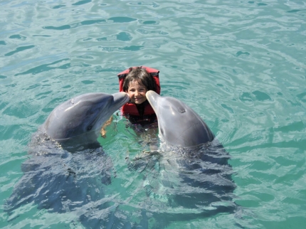 Swimming with dolphins at Bahía de Naranjo dolphinarium